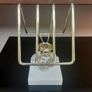 Vintage Gold Tone Napkin Or Letter Caddie Marble Base Hollywood Regency